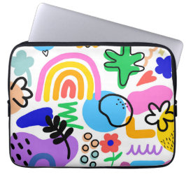 Happy and colorful abstract designs laptop sleeve