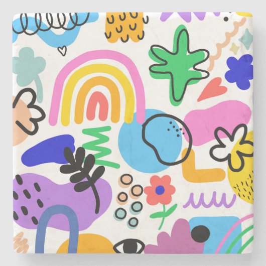 Happy and colorful abstract designs stenen onderzetter (Voorkant)