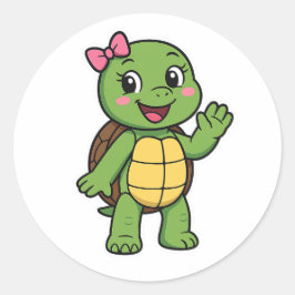Happy and curious turtle ronde sticker