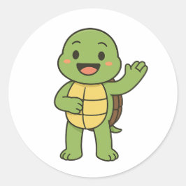 Happy and curious turtle ronde sticker