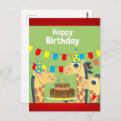 Happy Animal Celebration Giraffe Briefkaart (Voorkant / Achterkant)