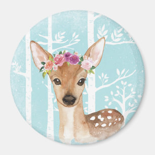 Happy Animal met Flowers in Blue Forest-Deer Magneet
