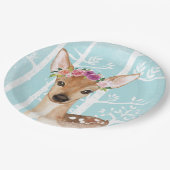 Happy Animal met Flowers in Blue Forest-Deer Papieren Bordje (Gekanteld)