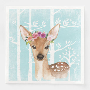 Happy Animal met Flowers in Blue Forest-Deer Servetten