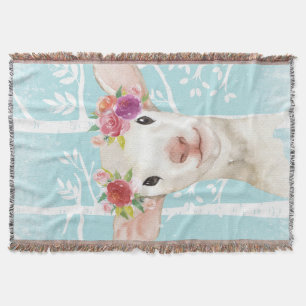 Happy Animal met Flowers in Blue Forest-Sheep Deken