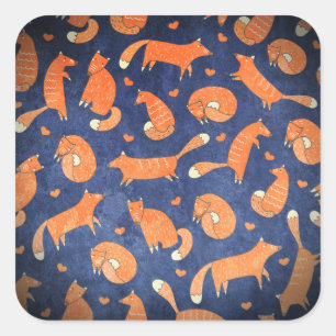 Happy animal vos-patroon vierkante sticker