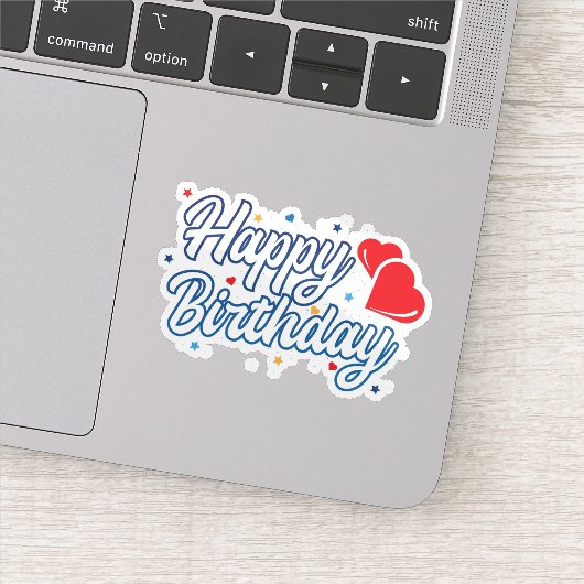 Happy anniversaire amour coeurs autocollant (Détail)