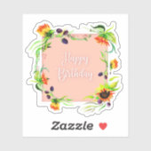 Happy anniversaire sticker fleur (Feuille)