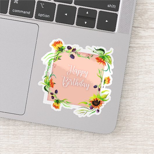 Happy anniversaire sticker fleur (Détail)