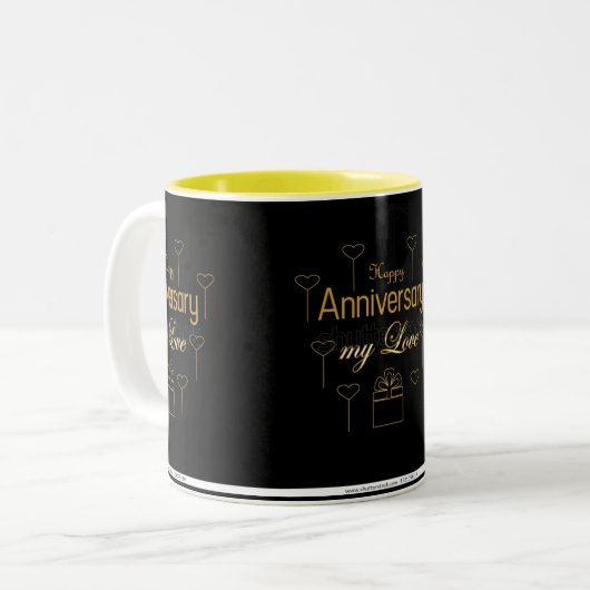 **HAPPY ANNIVERSARY** COFFEE MUG TWEEKLEURIGE KOFFIEMOK (Voorkant links)