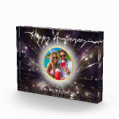 Happy Anniversary Custom Acrylic| Purple Light Bur Fotoblokken (Rechts)