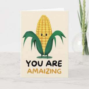 Happy Anniversary Cute Funny Simple Corn Card Kaart