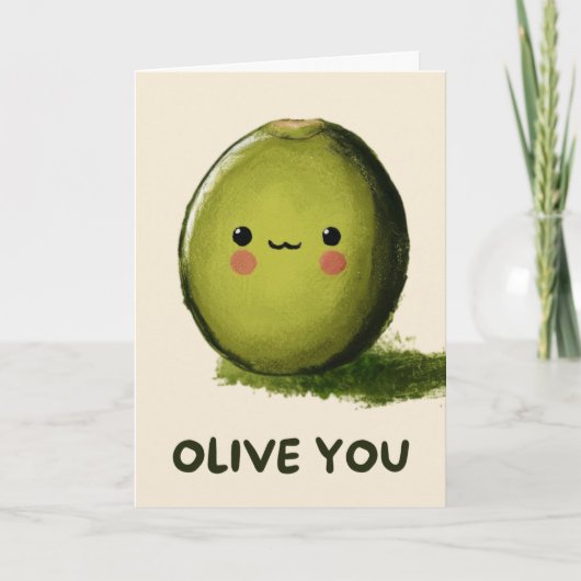 Happy Anniversary Cute Funny Simple Olive Card Kaart (Voorkant)