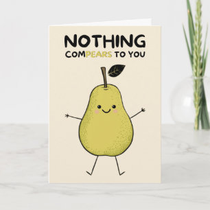 Happy Anniversary Cute Funny Simple Pear Card Kaart