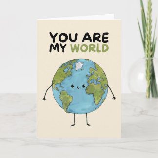 Happy Anniversary Cute Funny Simple World Card Kaart