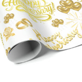 Happy Anniversary  Elegant Gold Text Cadeaupapier (Rol Hoek)