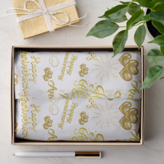 Happy Anniversary  Elegant Gold Text Tissuepapier (Geschenk)