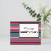 Happy Anniversary: gestreept Briefkaart (Staand voorkant)