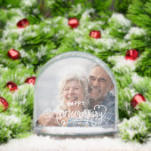 Happy Anniversary Modern Script Personalized Photo Sneeuwbol (Kerstmis)