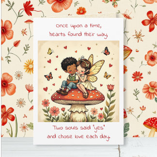 Happy Anniversary Vintage Cottage Core Fairy Poem Kaart