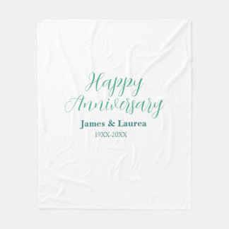 Happy anniversary wedding name date year simple mi fleece deken