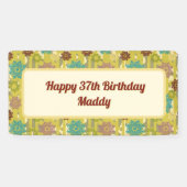 Happy Any Age Birthday Urban Floral Pattern Spandoek (Horizontaal)