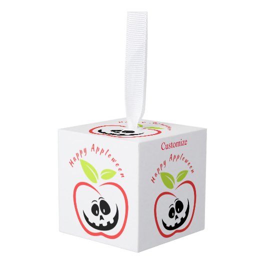 Happy Appleween Jack O'lantern Thunder_Cove Kubus Ornament (Voorkant hoekig)