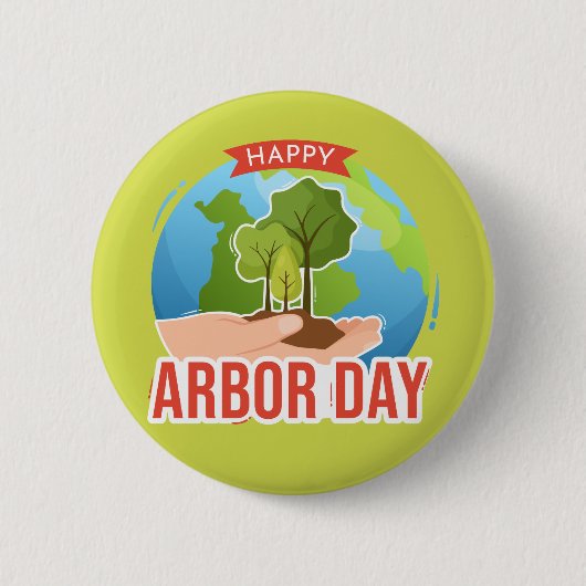 Happy Arbor Day Ronde Button 5,7 Cm (Voorkant)