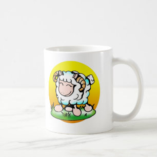 Happy Aries Ram Cartoon op Grass Koffiemok