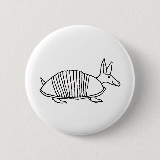 Happy Armadillo unieke whimsical line tekenkunst Ronde Button 5,7 Cm (Voorkant)