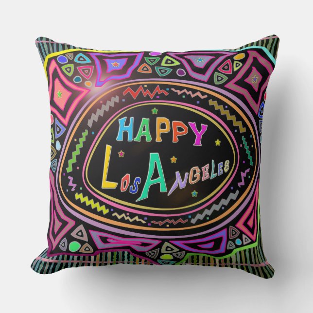 Happy Art: "Happy Los Angeles" Pillow Kussen (Voorkant)