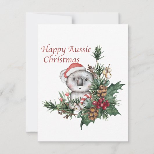 Happy Aussie-kerstkaart met Koala Feestdagenkaart (Voorkant)