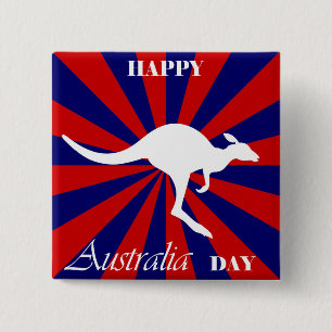 Happy Australia Day Australian Kangaroo Vierkante Button 5,1 Cm