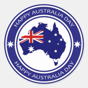 Happy Australia Day Australian Map Flag Ronde Sticker