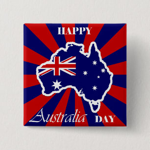 Happy Australia Day Australian Map Flag Vierkante Button 5,1 Cm