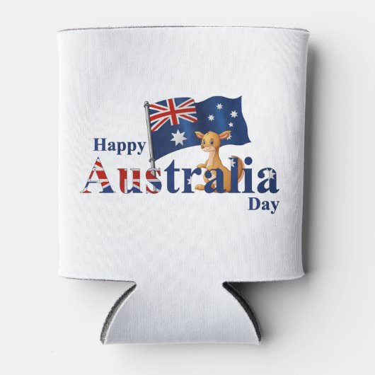 Happy Australia Day Cute Kangaroo Flag Blikjeskoeler (Voorkant)