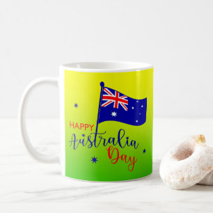 Happy Australia Day Flag Green Gold Koffiemok