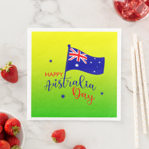 Happy Australia Day Flag Green Gold Large Servet