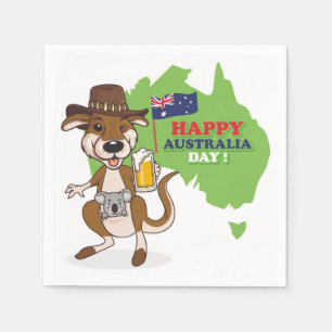 Happy Australia Day Kangoeroe Koala Servet