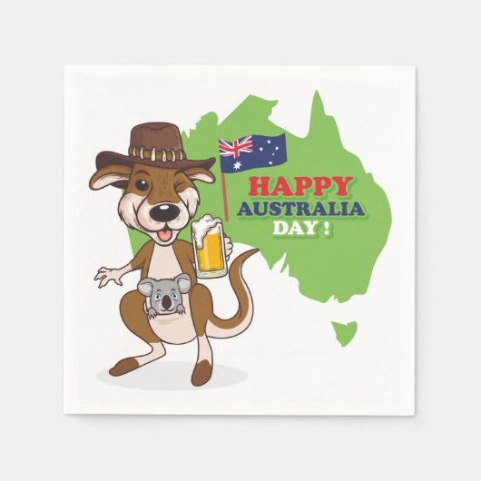 Happy Australia Day Kangoeroe Koala Servet (Voorkant)