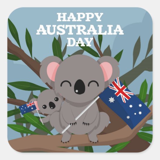 Happy Australia Day Vierkante Sticker (Voorkant)