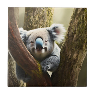 Happy Australian Koala Beer in Tree, keramische Te Tegeltje