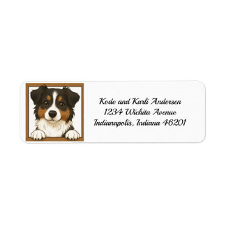 Happy Australian Shepherd retouradreslabel Etiket