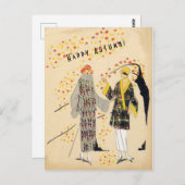 Happy Autumn Flapper Modes in Herfst Briefkaart (Voorkant / Achterkant)