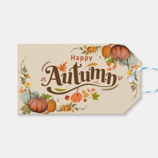 Happy Autumn Herfst Thanksgiving Cadeaulabel (Voorkant (Horizontaal))