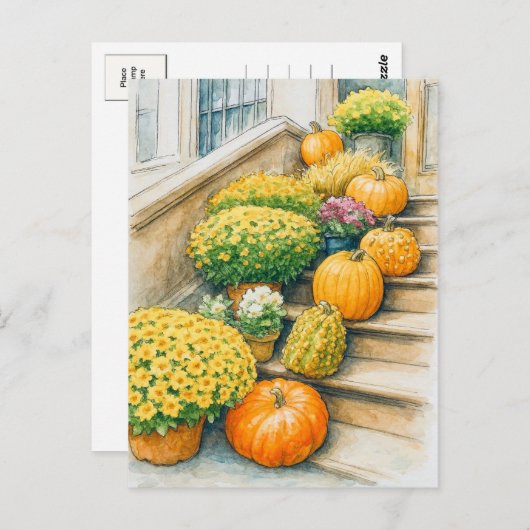 Happy Autumn Thanksgiving Pumpkin Postcard Briefkaart (Voorkant / Achterkant)