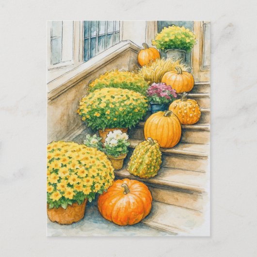 Happy Autumn Thanksgiving Pumpkin Postcard Briefkaart (Voorkant)