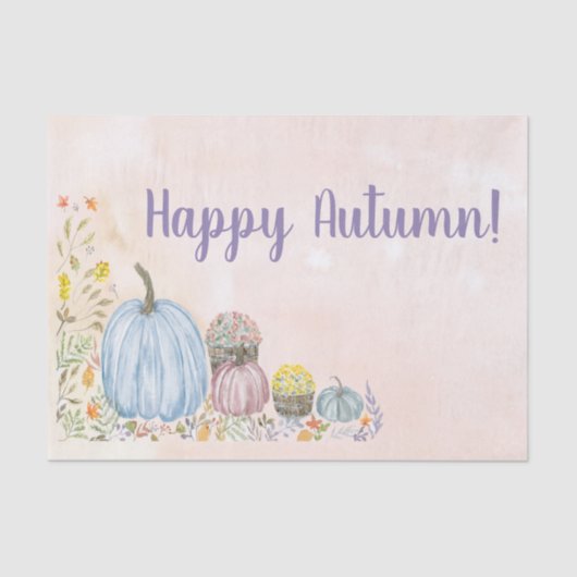 Happy Autumn Waterverf Pastel Pumpkins with Mums Tissuepapier (Voorkant)