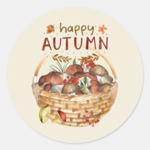 Happy Autumn Wild Mushroom Basket Harvest