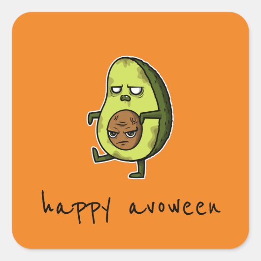 Happy Avoween - Funny Avocado Halloween Sticker (Voorkant)